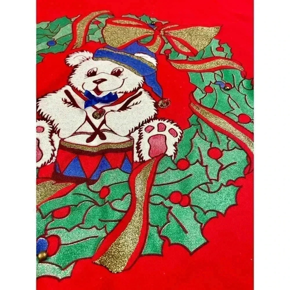 VTG Christmas Bear Retro Pullover Sweatshirt MEDIUM Women's Andover Long Sleeve - Picture 13 of 14